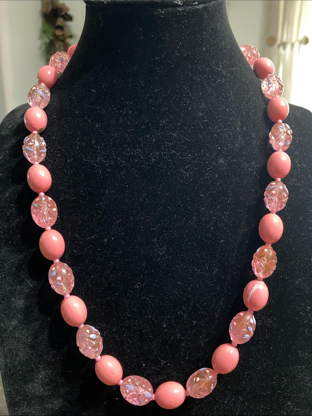 Japan VTG Pink Beaded Necklace